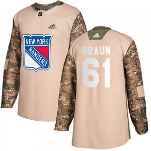 Adidas Justin Braun New York Rangers Men's Authentic Veterans Day Practice Jersey - Camo
