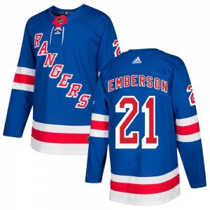 Adidas Ty Emberson New York Rangers Youth Authentic Home Jersey - Royal Blue
