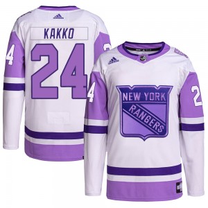 Adidas Kaapo Kakko New York Rangers Youth Authentic Hockey Fights Cancer Primegreen Jersey - White/Purple