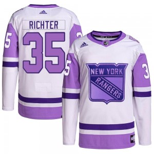 Adidas Mike Richter New York Rangers Youth Authentic Hockey Fights Cancer Primegreen Jersey - White/Purple