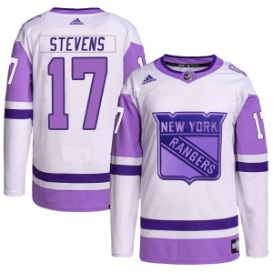 Adidas Kevin Stevens New York Rangers Youth Authentic Hockey Fights Cancer Primegreen Jersey - White/Purple