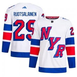 Adidas Reijo Ruotsalainen New York Rangers Men's Authentic 2024 Stadium Series Primegreen Jersey - White