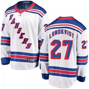 Fanatics Branded Nils Lundkvist New York Rangers Men's Breakaway Away Jersey - White