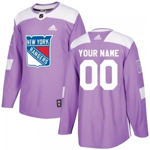Adidas Custom New York Rangers Men's Authentic Custom Fights Cancer Practice Jersey - Purple