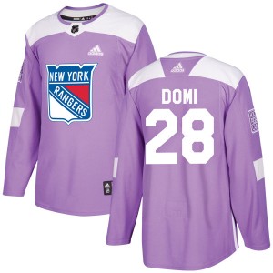 Adidas Tie Domi New York Rangers Men's Authentic Fights Cancer Practice Jersey - Purple