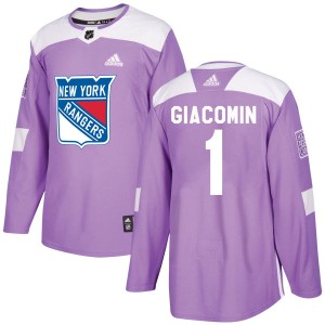 Adidas Eddie Giacomin New York Rangers Men's Authentic Fights Cancer Practice Jersey - Purple