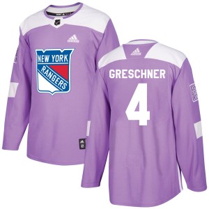 Adidas Ron Greschner New York Rangers Men's Authentic Fights Cancer Practice Jersey - Purple