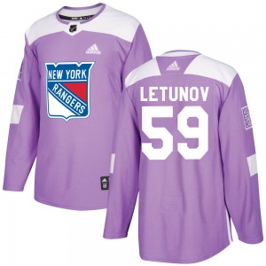 Adidas Maxim Letunov New York Rangers Men's Authentic Fights Cancer Practice Jersey - Purple