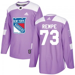 Adidas Matt Rempe New York Rangers Men's Authentic Fights Cancer Practice Jersey - Purple