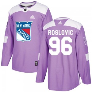 Adidas Jack Roslovic New York Rangers Men's Authentic Fights Cancer Practice Jersey - Purple