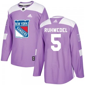 Adidas Chad Ruhwedel New York Rangers Men's Authentic Fights Cancer Practice Jersey - Purple