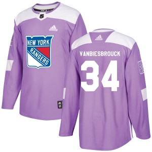 Adidas John Vanbiesbrouck New York Rangers Men's Authentic Fights Cancer Practice Jersey - Purple