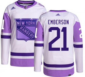 Adidas Men's Ty Emberson New York Rangers Men's Authentic Hockey Fights Cancer Jersey