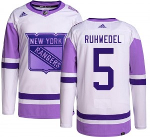 Adidas Men's Chad Ruhwedel New York Rangers Men's Authentic Hockey Fights Cancer Jersey