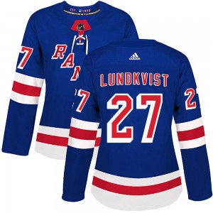 Adidas Nils Lundkvist New York Rangers Women's Authentic Home Jersey - Royal Blue