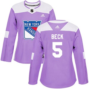 Adidas Barry Beck New York Rangers Women's Authentic Fights Cancer Practice Jersey - Purple