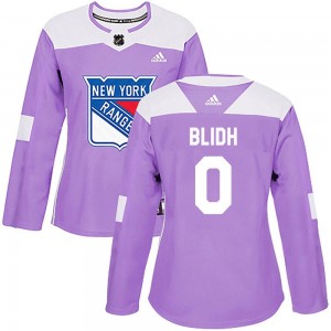 Adidas Anton Blidh New York Rangers Women's Authentic Fights Cancer Practice Jersey - Purple