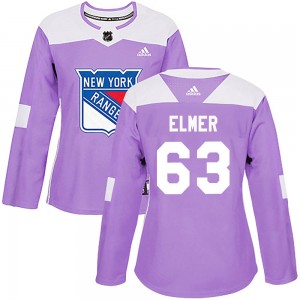 Adidas Jake Elmer New York Rangers Women's Authentic Fights Cancer Practice Jersey - Purple