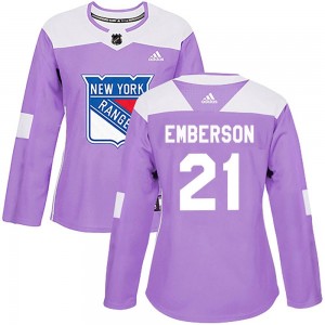 Adidas Ty Emberson New York Rangers Women's Authentic Fights Cancer Practice Jersey - Purple