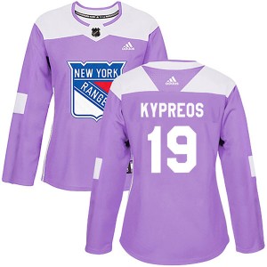 Adidas Nick Kypreos New York Rangers Women's Authentic Fights Cancer Practice Jersey - Purple