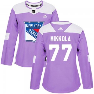 Adidas Niko Mikkola New York Rangers Women's Authentic Fights Cancer Practice Jersey - Purple