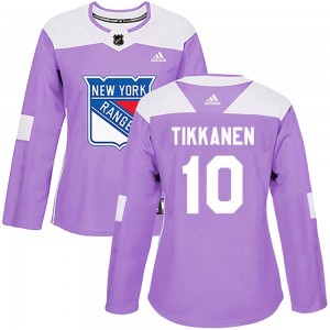 Adidas Esa Tikkanen New York Rangers Women's Authentic Fights Cancer Practice Jersey - Purple