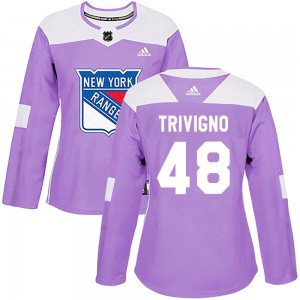 Adidas Bobby Trivigno New York Rangers Women's Authentic Fights Cancer Practice Jersey - Purple