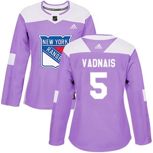 Adidas Carol Vadnais New York Rangers Women's Authentic Fights Cancer Practice Jersey - Purple