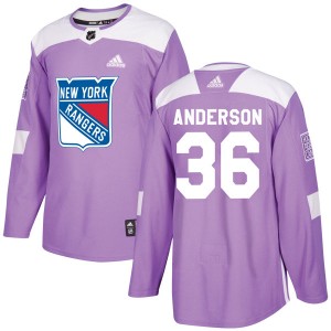 Adidas Glenn Anderson New York Rangers Youth Authentic Fights Cancer Practice Jersey - Purple