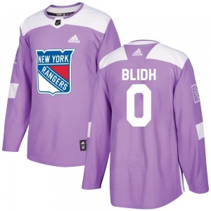 Adidas Anton Blidh New York Rangers Youth Authentic Fights Cancer Practice Jersey - Purple