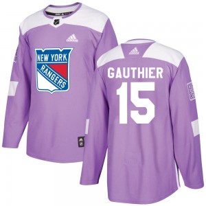 Adidas Julien Gauthier New York Rangers Youth Authentic Fights Cancer Practice Jersey - Purple