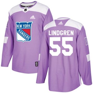 Adidas Ryan Lindgren New York Rangers Youth Authentic Fights Cancer Practice Jersey - Purple