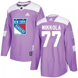 Adidas Niko Mikkola New York Rangers Youth Authentic Fights Cancer Practice Jersey - Purple