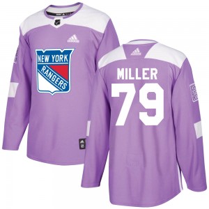 Adidas K'Andre Miller New York Rangers Youth Authentic Fights Cancer Practice Jersey - Purple