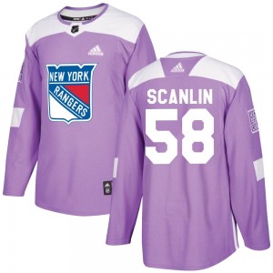 Adidas Brandon Scanlin New York Rangers Youth Authentic Fights Cancer Practice Jersey - Purple