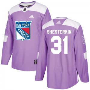 Adidas Igor Shesterkin New York Rangers Youth Authentic Fights Cancer Practice Jersey - Purple