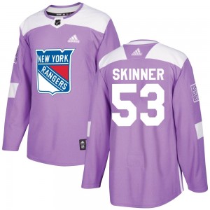 Adidas Hunter Skinner New York Rangers Youth Authentic Fights Cancer Practice Jersey - Purple
