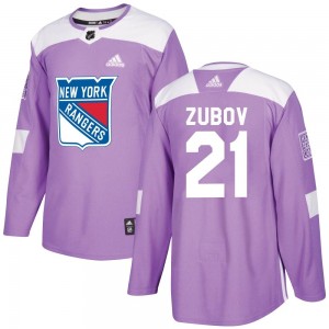 Adidas Sergei Zubov New York Rangers Youth Authentic Fights Cancer Practice Jersey - Purple