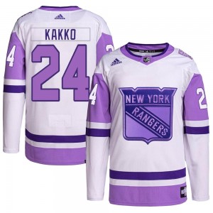 Adidas Kaapo Kakko New York Rangers Men's Authentic Hockey Fights Cancer Primegreen Jersey - White/Purple
