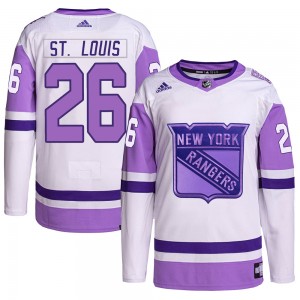 Adidas Martin St. Louis New York Rangers Men's Authentic Hockey Fights Cancer Primegreen Jersey - White/Purple