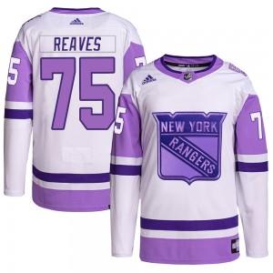 Adidas Ryan Reaves New York Rangers Men's Authentic Hockey Fights Cancer Primegreen Jersey - White/Purple