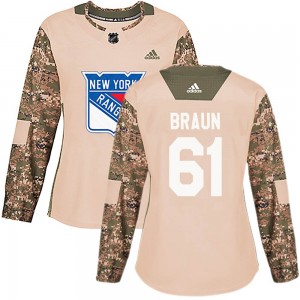Adidas Justin Braun New York Rangers Women's Authentic Veterans Day Practice Jersey - Camo