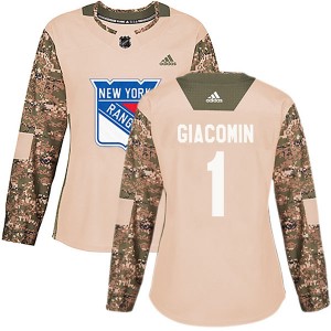 Adidas Eddie Giacomin New York Rangers Women's Authentic Veterans Day Practice Jersey - Camo