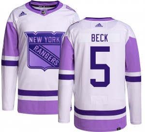 Adidas Youth Barry Beck New York Rangers Youth Authentic Hockey Fights Cancer Jersey