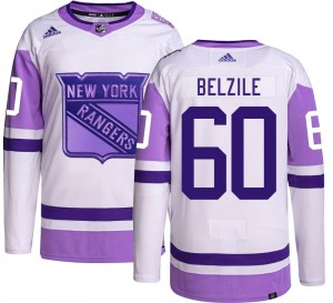 Adidas Youth Alex Belzile New York Rangers Youth Authentic Hockey Fights Cancer Jersey