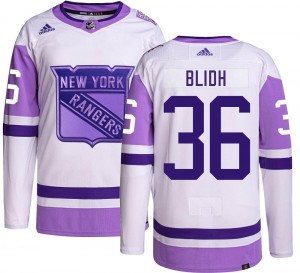 Adidas Youth Anton Blidh New York Rangers Youth Authentic Hockey Fights Cancer Jersey