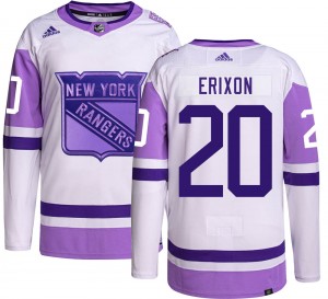 Adidas Youth Jan Erixon New York Rangers Youth Authentic Hockey Fights Cancer Jersey
