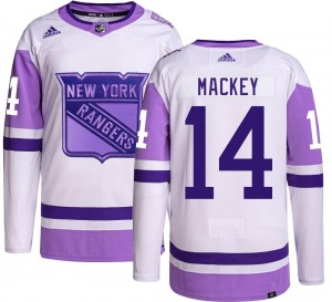 Adidas Youth Connor Mackey New York Rangers Youth Authentic Hockey Fights Cancer Jersey