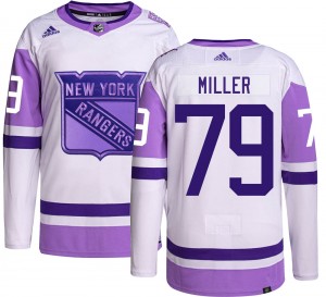 Adidas Youth K'Andre Miller New York Rangers Youth Authentic Hockey Fights Cancer Jersey