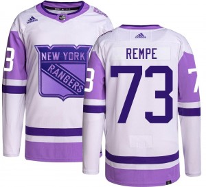 Adidas Youth Matt Rempe New York Rangers Youth Authentic Hockey Fights Cancer Jersey